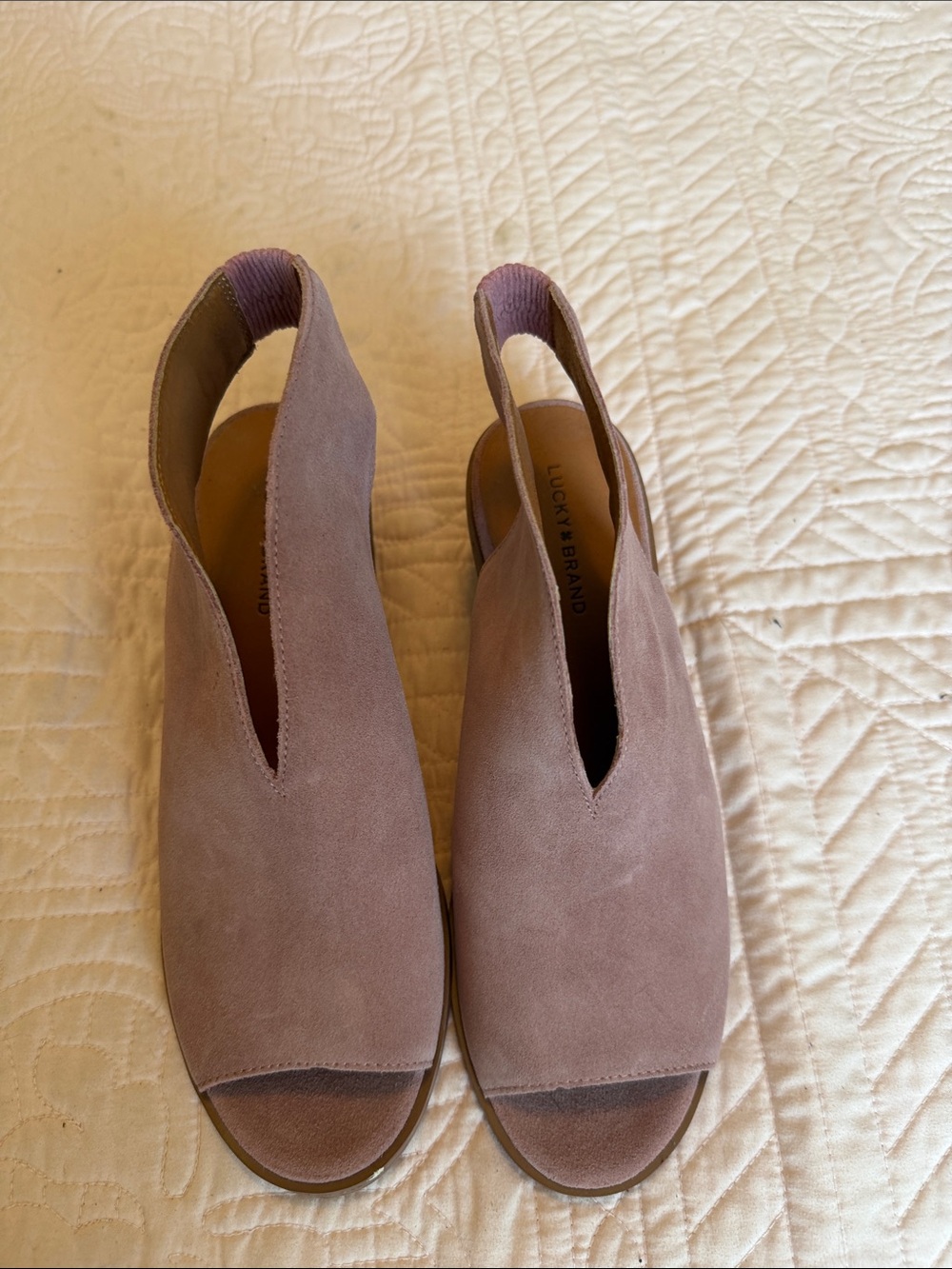 Lucky Brand Women's Mauve Suede Open-Toe Slingback Sandals